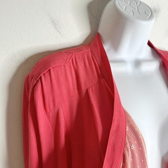 Kut from the Kloth Women Jacket XL Pink Draped Open Front Lace Lined Long Sleeve - Picture 3 of 9